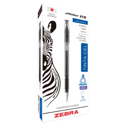 Imagen de Bolígrafo Zebra J Roller RX Punto Fino 0.5mm Tinta Gel Color Rojo C/6 Pzas