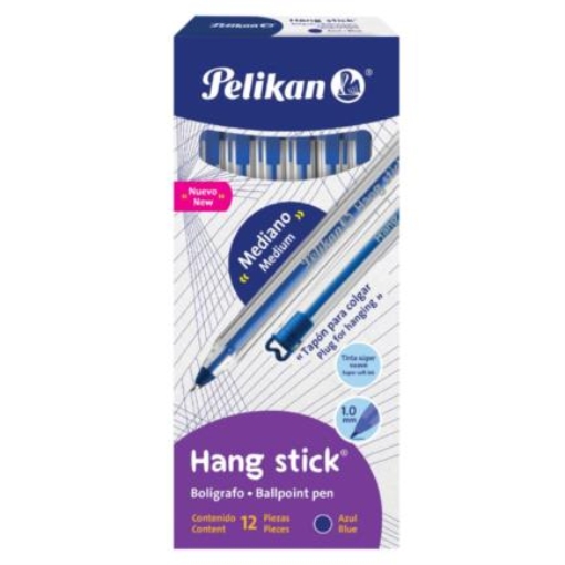 Imagen de Bolígrafo PELIKAN Hang Stick Azul Punto Mediano 1.0mm C/12 Pza
