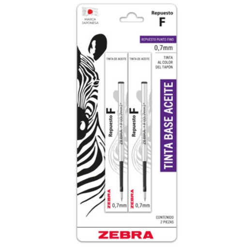 Imagen de Repuesto Zebra F para Boligrafo F-301 Color Negro B/2 Pzas