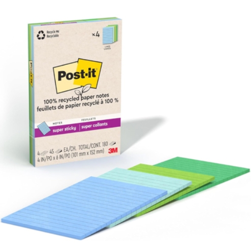 Imagen de Block 3M Post-it Raya Super Sticky Oasis 4x6 pulg (10.16X15.24 cms) block c/45 paq c/4 Blocks