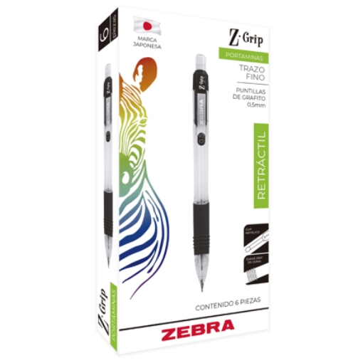 Imagen de Lapicero Zebra Grip Negro 0.5mm Caja C/6 Pzas