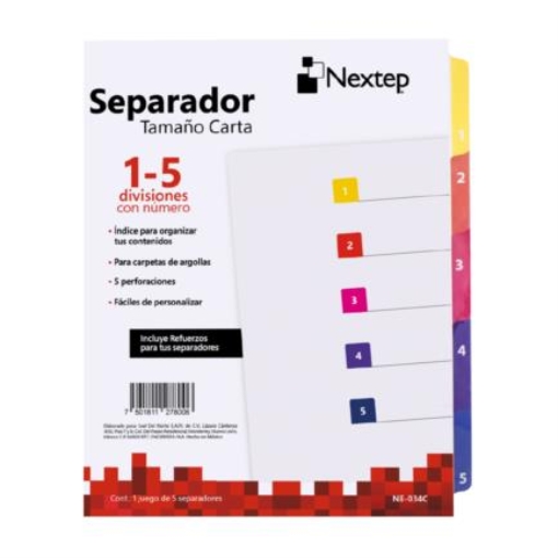 Imagen de Separador Economico Nextep 5 Divisiones Con Numero