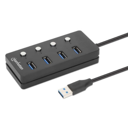 Imagen de Manhattan Hub USB 3.2 con 4 puertos Tipo-A e interruptor por puerto