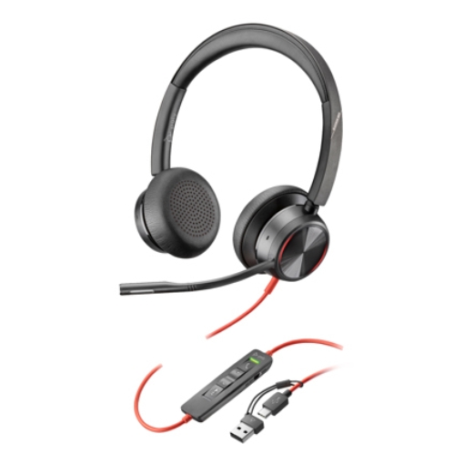 Imagen de Poly Auriculares estéreo USB-C Blackwire 8225 + Adaptador USB-C/A