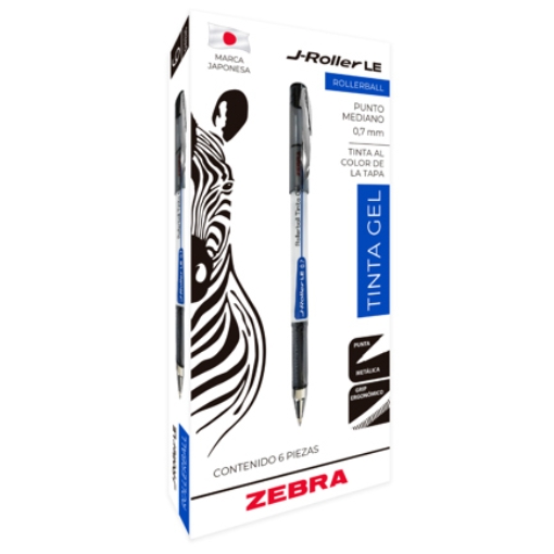 Imagen de Bolígrafo Zebra J-Roller LE Punto Mediano 0.7mm Tinta Gel Color Azul C/6 Pzas