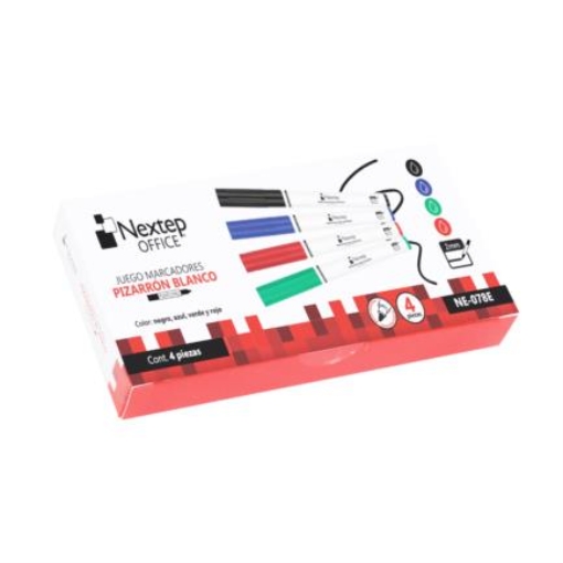 Imagen de Marcadores Nextep para Pizarron Blanco Economico Juego 4 Colores Punta Fina Redonda 2.5mm