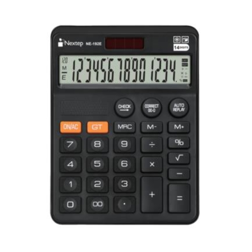 Imagen de Calculadora Nextep 14 Digitos Pantalla Grande Escritorio Solar/Bateria Funcion Revisar Y Corregir