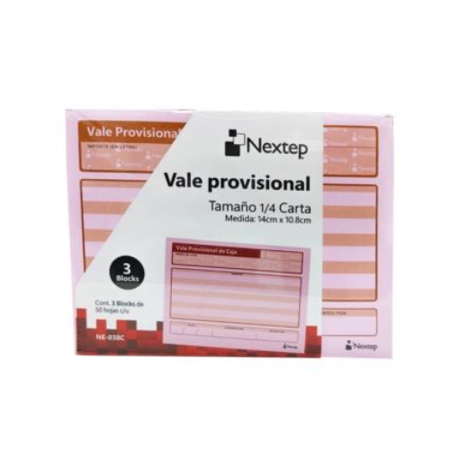 Imagen de Vale Provisional de Caja Nextep 1/4 Carta 3 Blocks C/50 CU