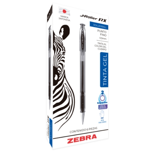 Imagen de Bolígrafo Zebra J Roller RX Punto Fino 0.5mm Tinta Gel Color Azul C/6 Pzas