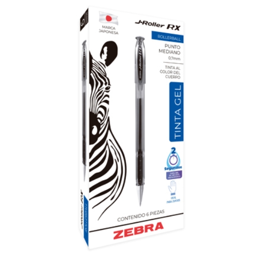 Imagen de Bolígrafo Zebra J Roller RX Punto Mediano 0.7mm Tinta Gel Color Rojo C/6 Pzas