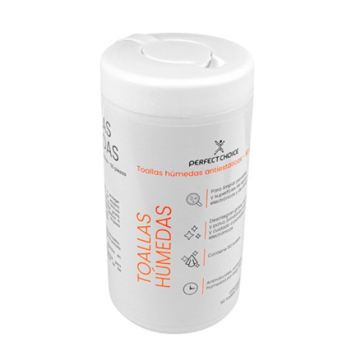 Imagen de Toallas Limpiadoras Perfect Choice para equipos electrónicos Bote con 50 pzas