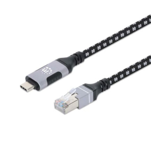 Imagen de Cable USB-C Manhattan V3.2 a RJ45 2M 5 Gbps Cat6 1 Gbps