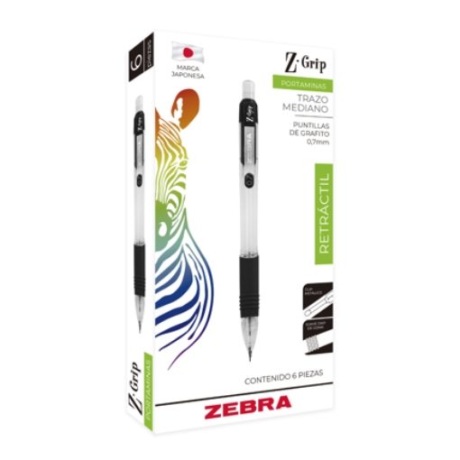 Imagen de Lapicero Zebra Z-Grip Retráctil 0.7mm Color Negro C/6 Pzas