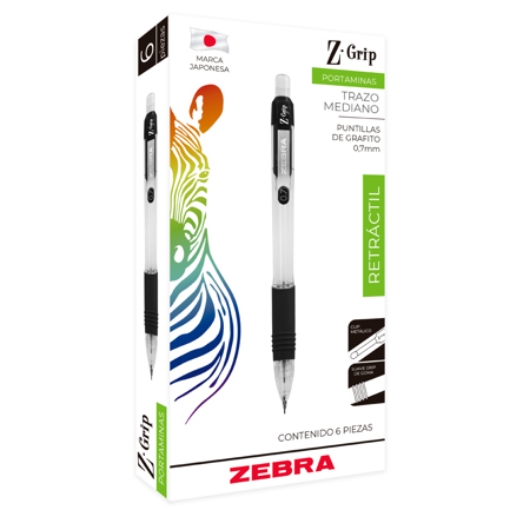 Imagen de Lapicero Zebra Z-Grip Retráctil 0.7mm Color Azul C/6 Pzas