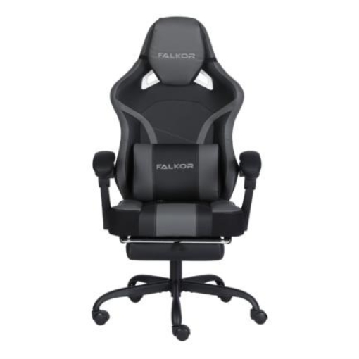 Imagen de Silla Gamer Nextep Ergonomica Falkor Masaje Lumbar y Reposa Pies Color Gris/Negro